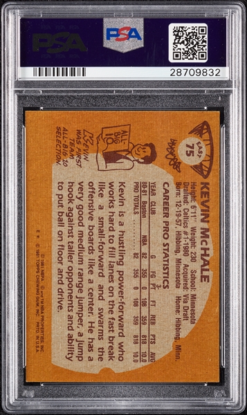Kevin McHale Signed 1981 Topps RC No. 75 (Graded PSA/DNA 10)