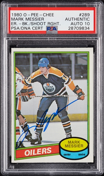 Mark Messier Signed 1980 O-Pee-Chee RC No. 289 (Graded PSA/DNA 10)