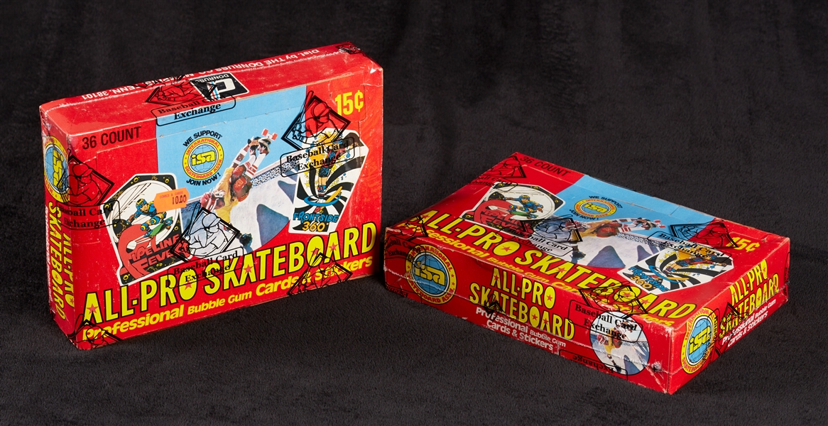 1978 Donruss All-Pro Skateboard Wax Boxes Pair (2) (BBCE)