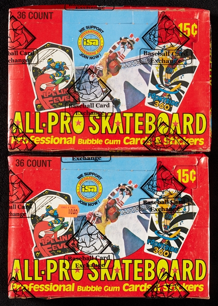 1978 Donruss All-Pro Skateboard Wax Boxes Pair (2) (BBCE)