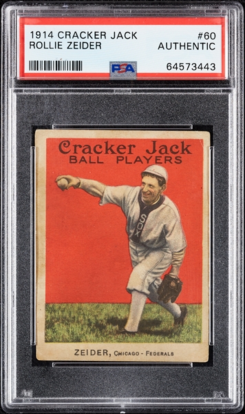 1914 Cracker Jack Rollie Zeider No. 60 PSA Authentic