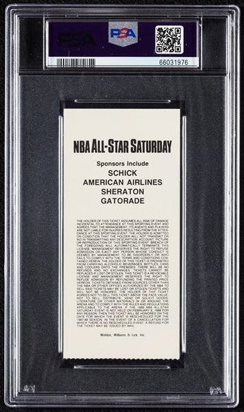 1988 NBA All-Star Saturday Slam Dunk Ticket Stub - Michael Jordan Free Throw Line Dunk (Graded PSA 8 - Highest Graded!)