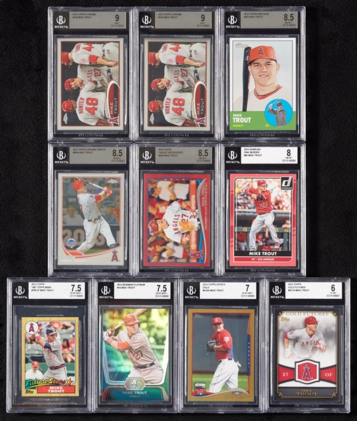 Mike Trout BGS-Graded Group with Topps Heritage RC, Red, Gold & Pink Borders (10)