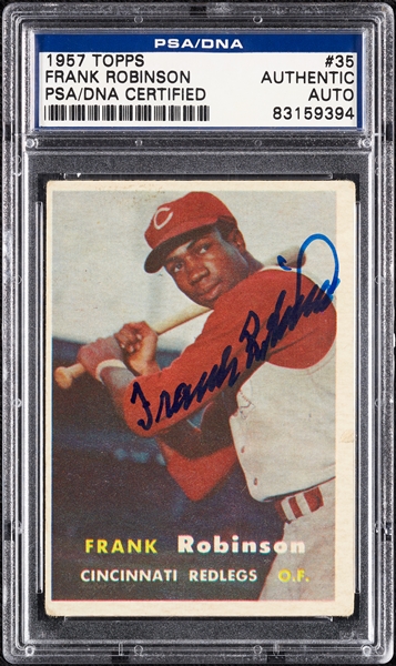 Frank Robinson Signed 1957 Topps RC No. 35 (PSA/DNA)