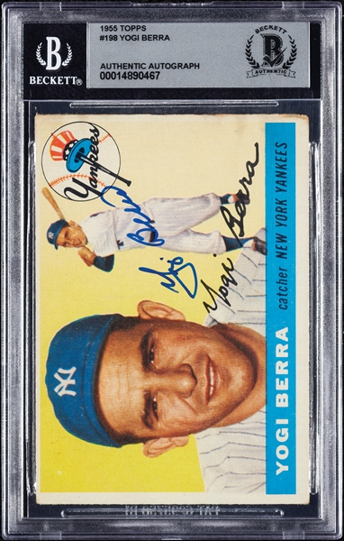 Yogi Berra Signed 1955 Topps No. 198 (Graded BAS 10)