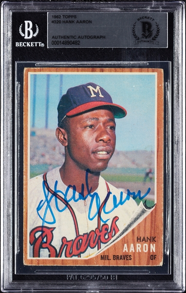 Hank Aaron Signed 1962 Topps No. 320 (BAS)