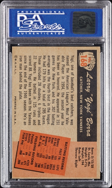 1955 Bowman Yogi Berra No. 168 PSA 7
