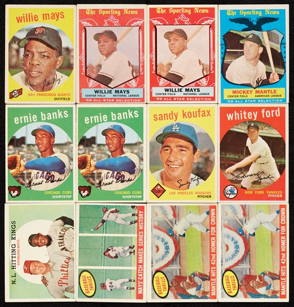 1959 Topps Baseball Partial Set, PSA 3 Mantle, 23 HOFers, 45 High Numbers (370)