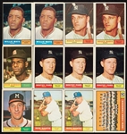 1961 Topps Baseball Partial Set, 34 HOFers, Mays, 2 Maris Cards, Plus Stamps (485)