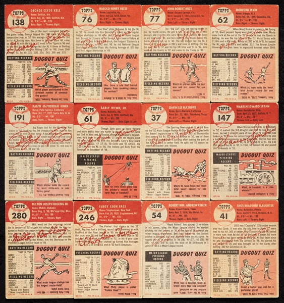 1953 Topps Baseball Partial Set, Dozen HOFers (235/274)