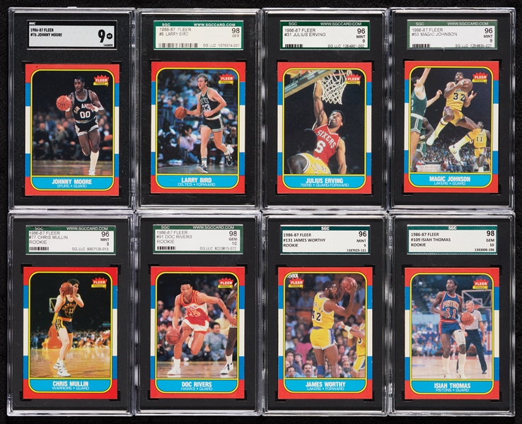 1986 Fleer Basketball Mint and Gem Mint Near Set, All SGC Slabbed (131/132)