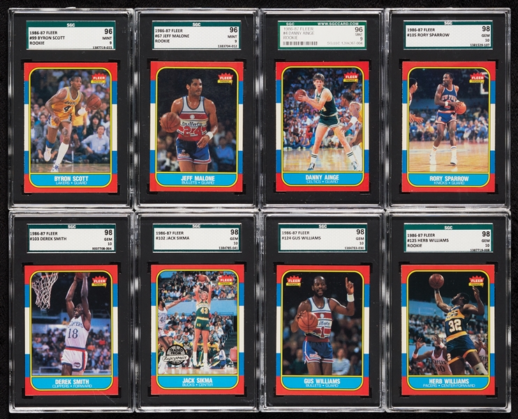 1986 Fleer Basketball Mint and Gem Mint Near Set, All SGC Slabbed (131/132)