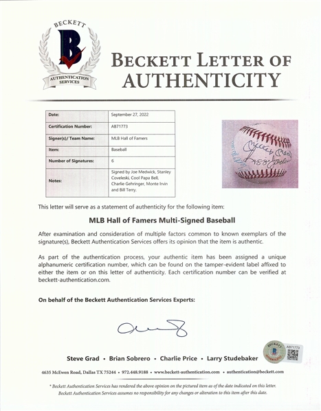 HOFer Multi-Signed OAL Baseball with Medwick, Terry (BAS)