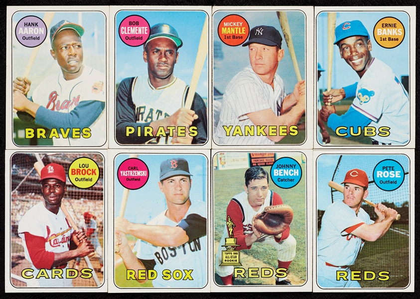 1969 Topps Baseball Complete Set, Nine Slabs (664)