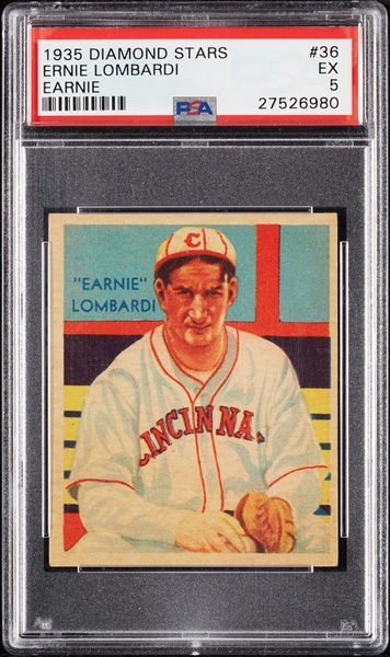 1935 Diamond Stars Ernie Lombard Earnie No. 36 PSA 5