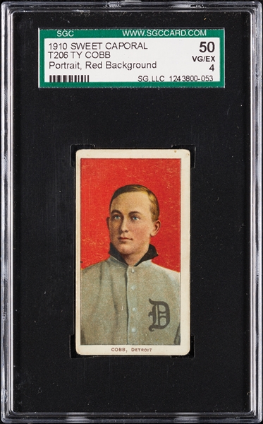 1909-11 T206 Ty Cobb Portrait, Red Background SGC 4