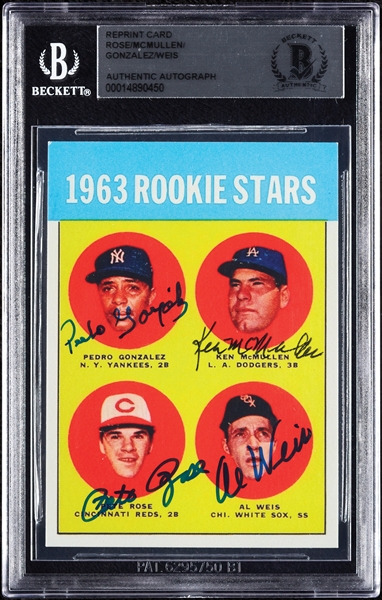Complete Signed 1963 Topps RC Reprint with Pete Rose (BAS)