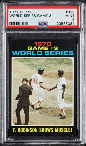 1971 Topps World Series Game 3 Frank Robinson No. 329 PSA 9