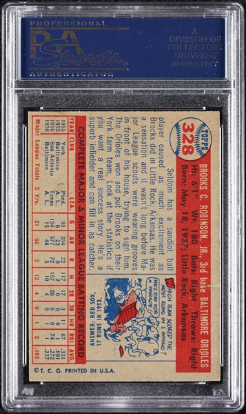 Brooks Robinson Signed 1957 Topps RC No. 328 (Graded PSA/DNA 10)