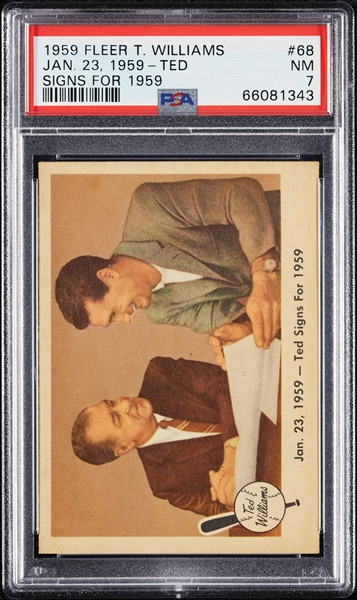 1959 Fleer Ted Williams Ted Signs for 1959 No. 68 PSA 7
