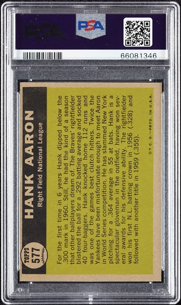 1961 Topps Hank Aaron All-Star No. 577 PSA 8