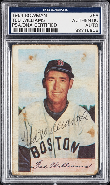 Ted Williams Signed 1954 Bowman No. 66 (PSA/DNA)