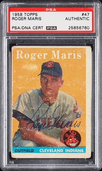 Roger Maris Signed 1958 Topps RC No. 47 (PSA/DNA)