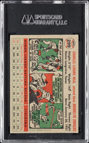 Charley Neal Signed 1956 Topps No. 299 (SGC)