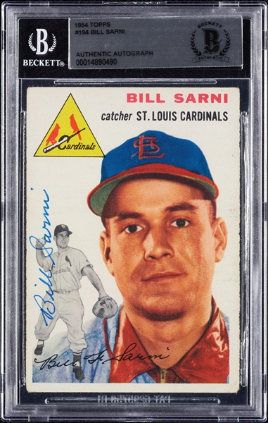 Bill Sarni Signed 1954 Topps No. 194 (BAS)