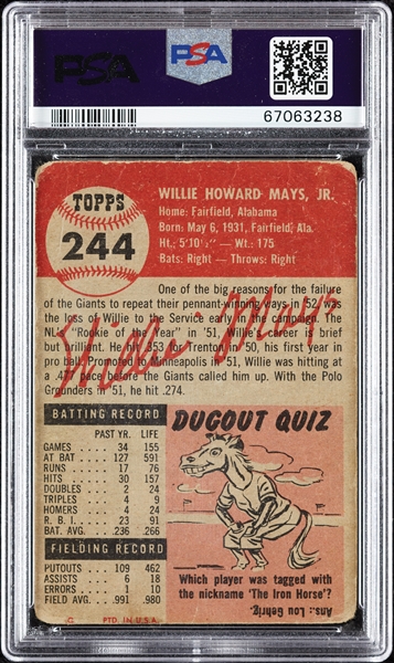 1953 Topps Willie Mays No. 244 PSA 1