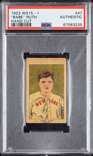 1923 W515-1 Babe Ruth Hand Cut No. 47 PSA Authentic