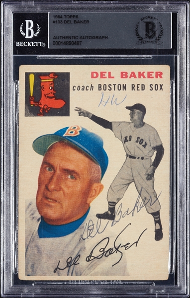 Del Baker Signed 1954 Topps No. 133 (BAS)
