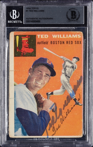 Ted Williams Signed 1954 Topps No. 1 (BAS)
