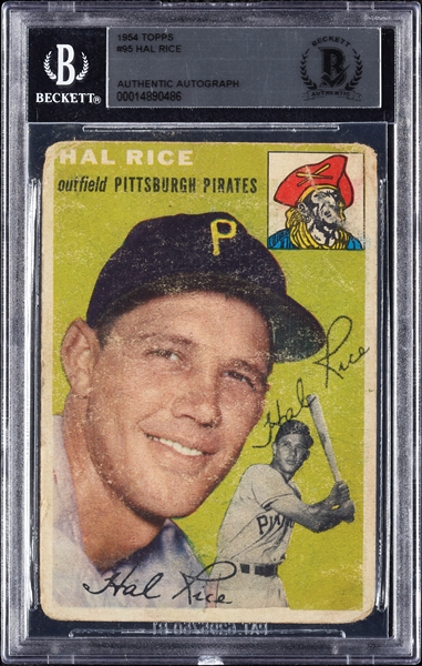 Hal Rice Signed 1954 Topps No. 95 (BAS)