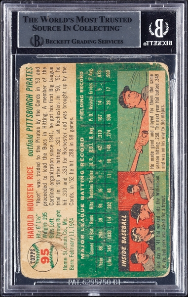 Hal Rice Signed 1954 Topps No. 95 (BAS)
