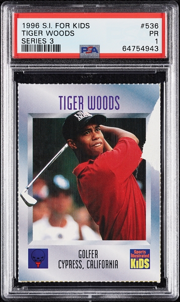 1996 S.I. For Kids Tiger Woods No. 536 PSA 1