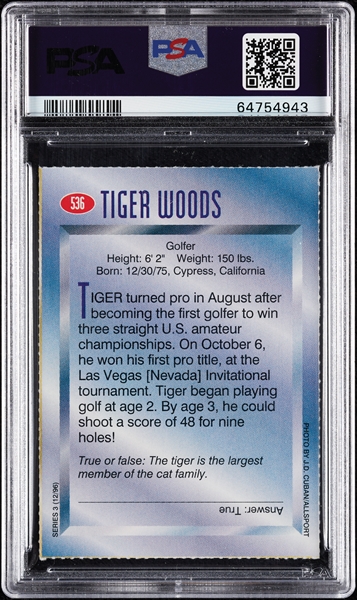 1996 S.I. For Kids Tiger Woods No. 536 PSA 1