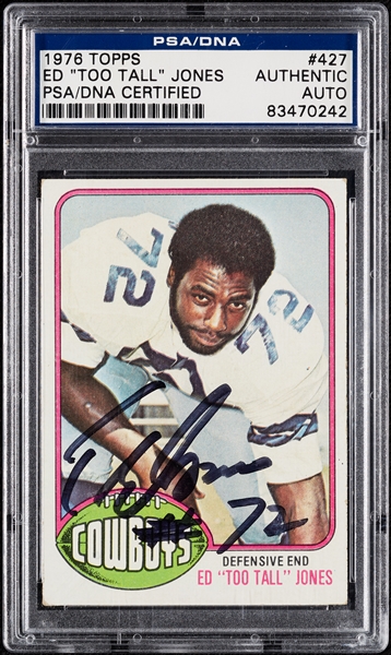 Ed Too Tall Jones Signed 1976 Topps RC No. 427 (PSA/DNA)