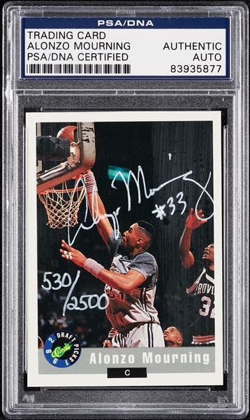 Alonzo Mourning Signed 1992 Classic RC (530/2500) (PSA/DNA)