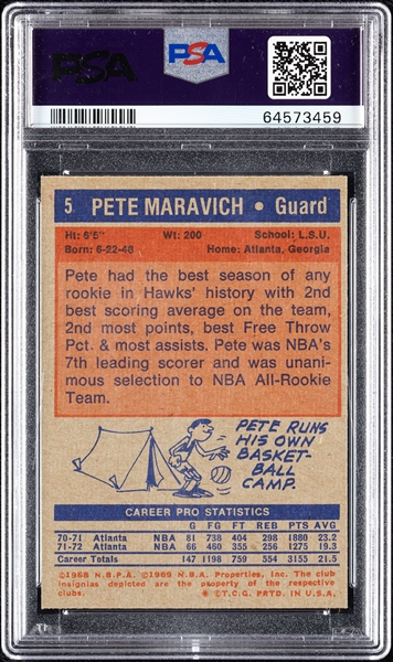 1972 Topps Pete Maravich No. 5 PSA 8