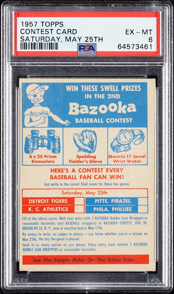 1957 Topps Contest Card March 25 PSA 6
