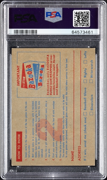 1957 Topps Contest Card March 25 PSA 6
