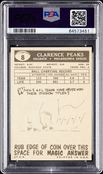 1959 Topps Clarence Peaks No. 8 PSA 8