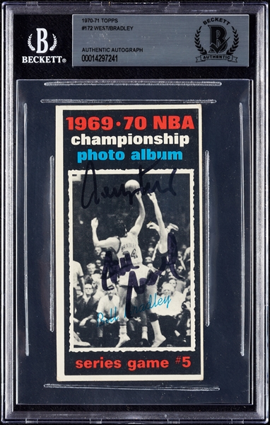 Jerry West & Bill Bradley Dual-Signed 1970 Topps No. 172 (BAS)