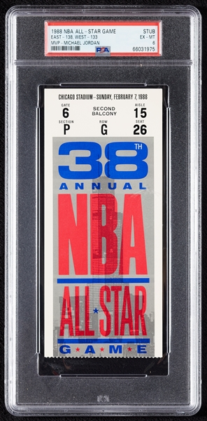1988 NBA All-Star Game Ticket Stub - Michael Jordan MVP (Graded PSA 6 - Highest Graded!)