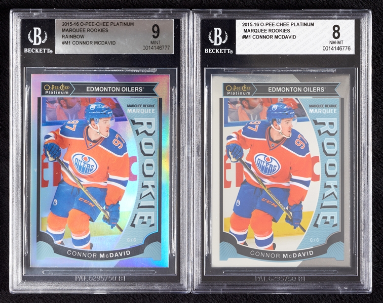 2015 O-Pee-Chee Platinum Connor McDavid Marquee Rookies BGS-Graded Pair with Rainbow (2) 