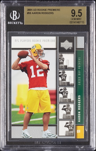 2005 UD Rookie Premiere Aaron Rodgers RC No. 16 BGS 9.5