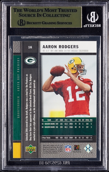 2005 UD Rookie Premiere Aaron Rodgers RC No. 16 BGS 9.5