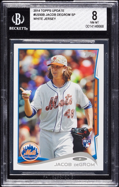 2014 Topps Update Jacob DeGrom No. 50 SP White Jersey BGS 8