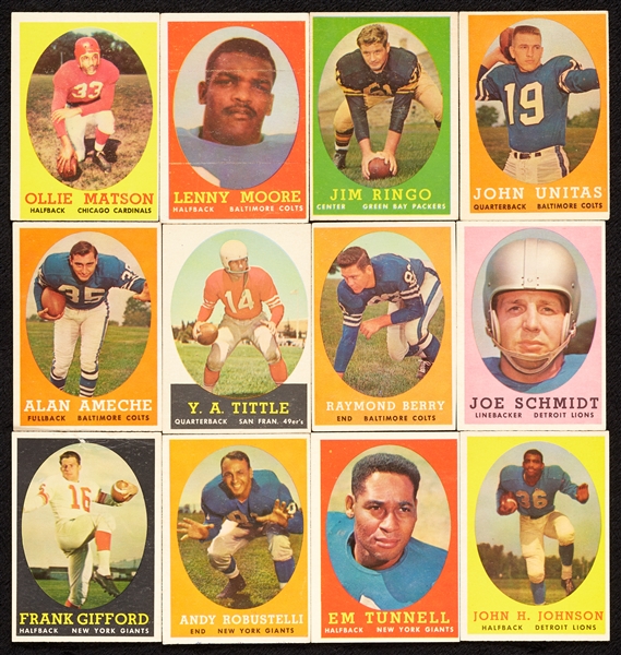 1958 Topps Football Partial Set With 18 HOFers (68/132)